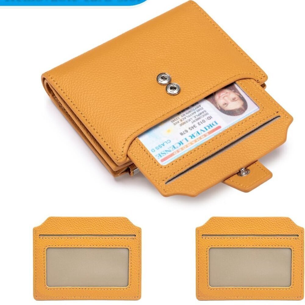 Women RFID Wallet Leather Bifold Compact Card Holder with Coin Pocket - Picture 6 of 8